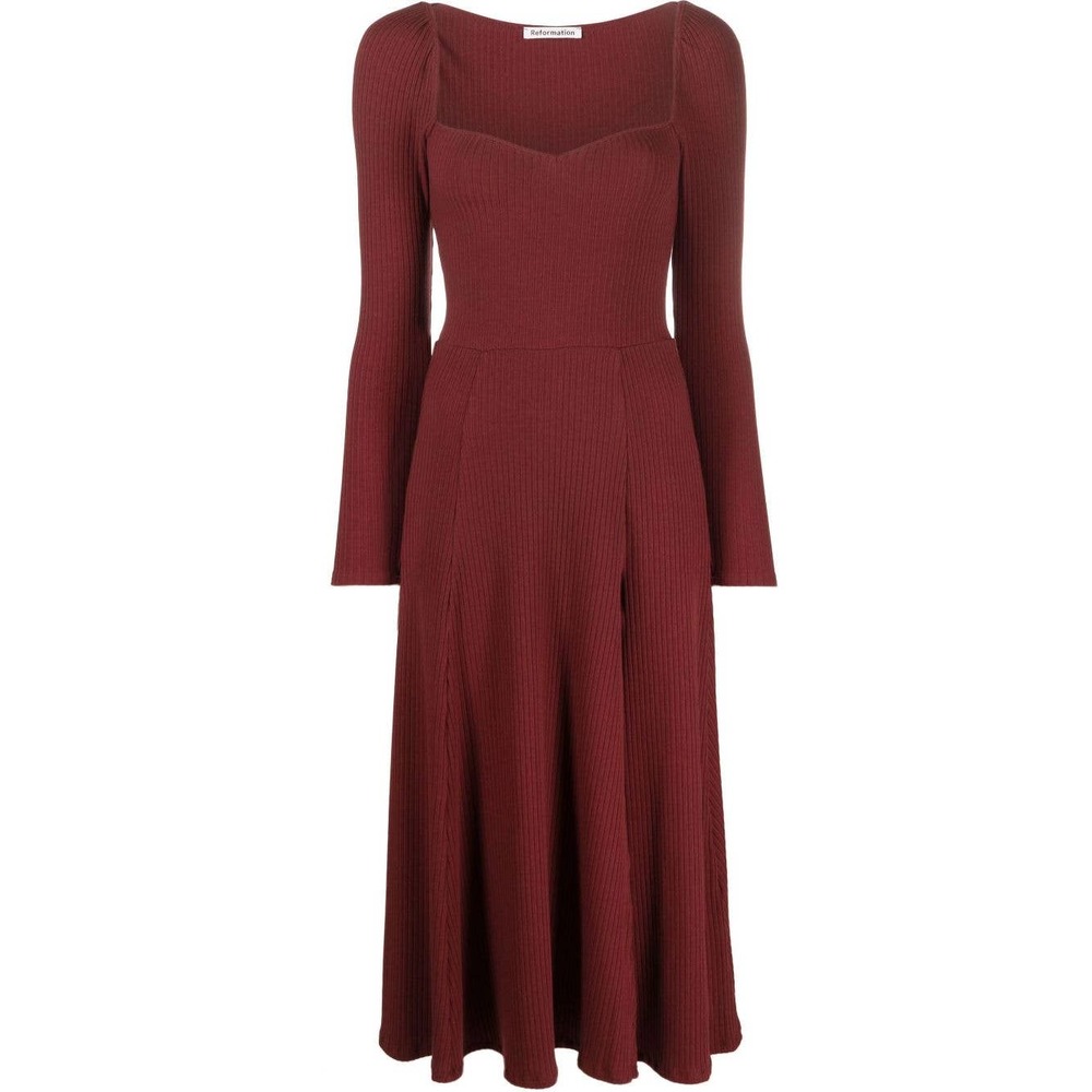 REFORMATION RED BANKS RIBBED KNIT MAXI DRESS NWT SIZE XS